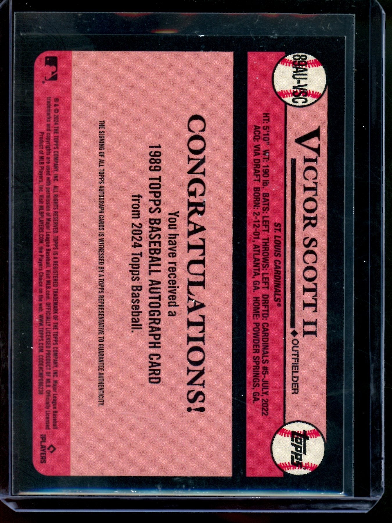 2024 Topps Series One Victor Scott II Rookie Autograph Cardinals