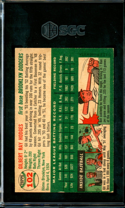 1954 Topps Gil Hodges #102 SGC 3 Dodgers