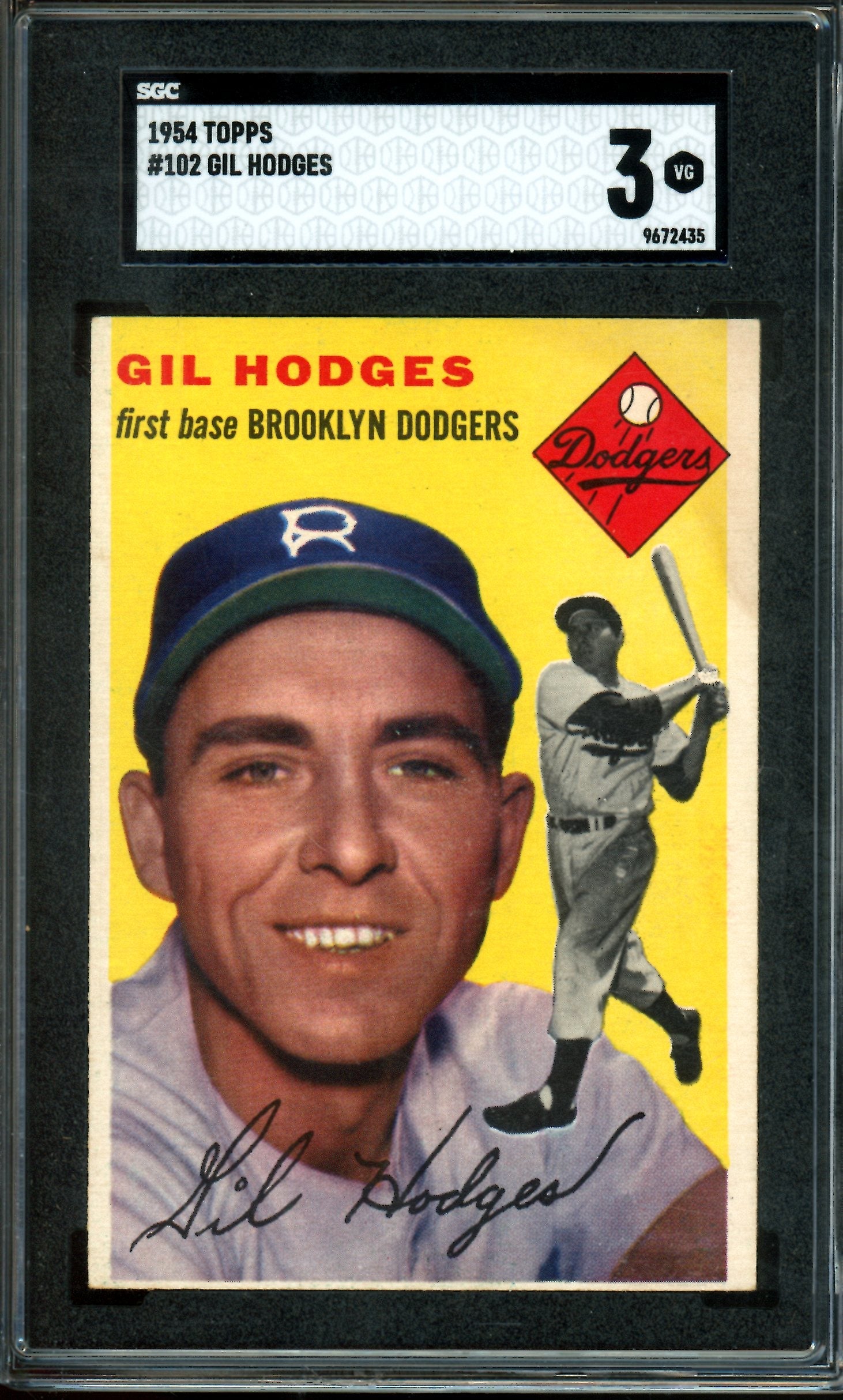 1954 Topps Gil Hodges #102 SGC 3 Dodgers