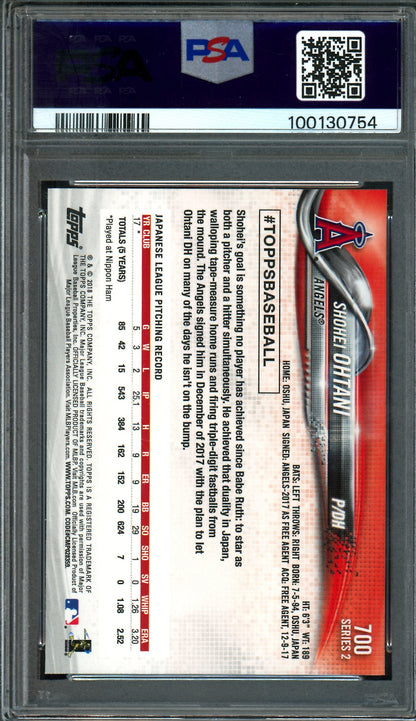 2018 Topps Series 2 Shohei Ohtani Pitching Rookie #700 PSA 9 Dodgers