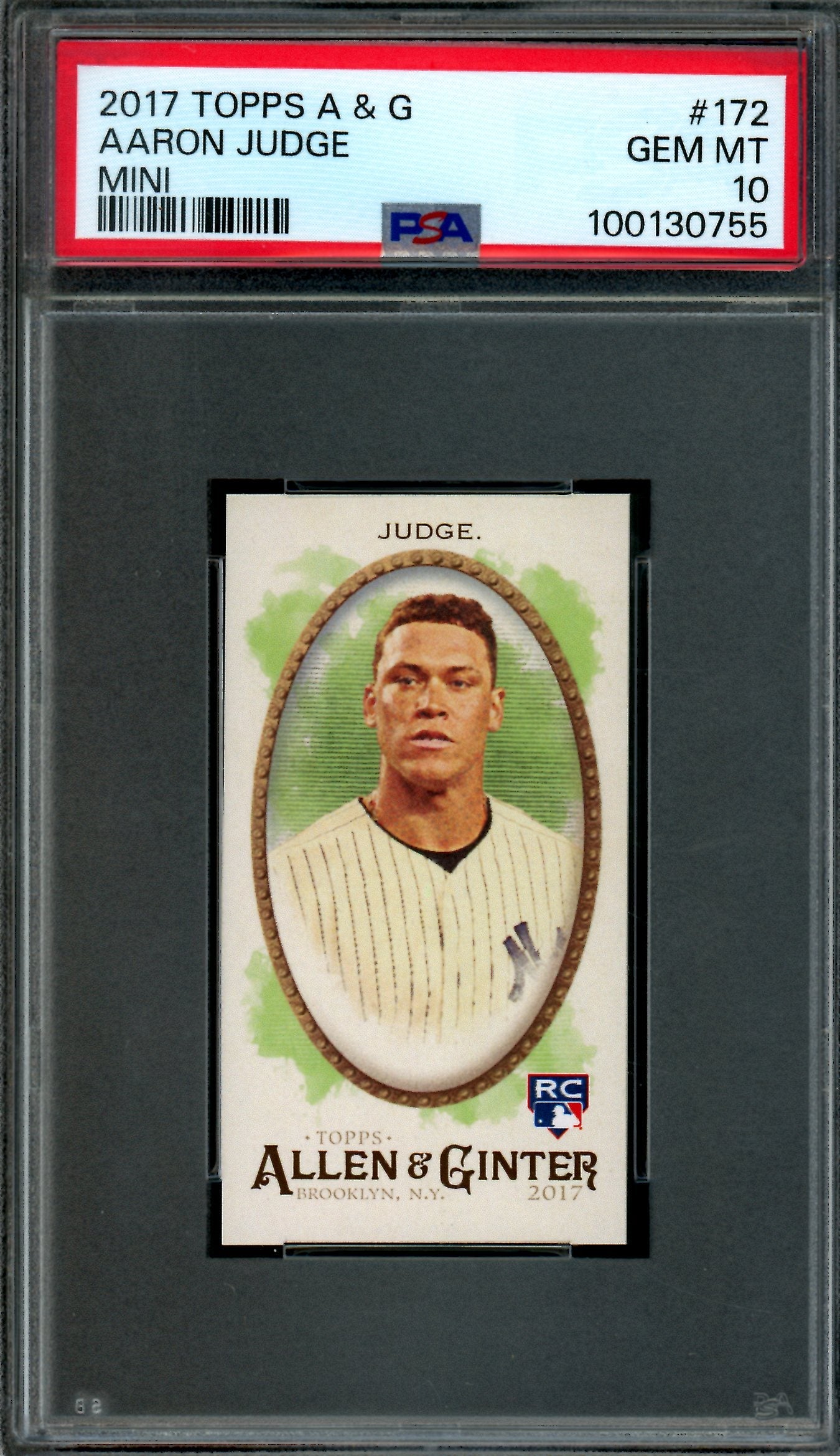 2017 Topps Allen and Ginter Aaron Judge Mini Rookie #172 PSA 10 Yankees