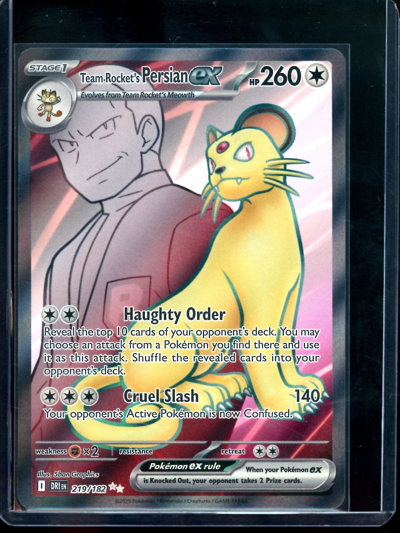 2025 Pokemon Destined Rivals Team Rocket's Persian EX 219/182