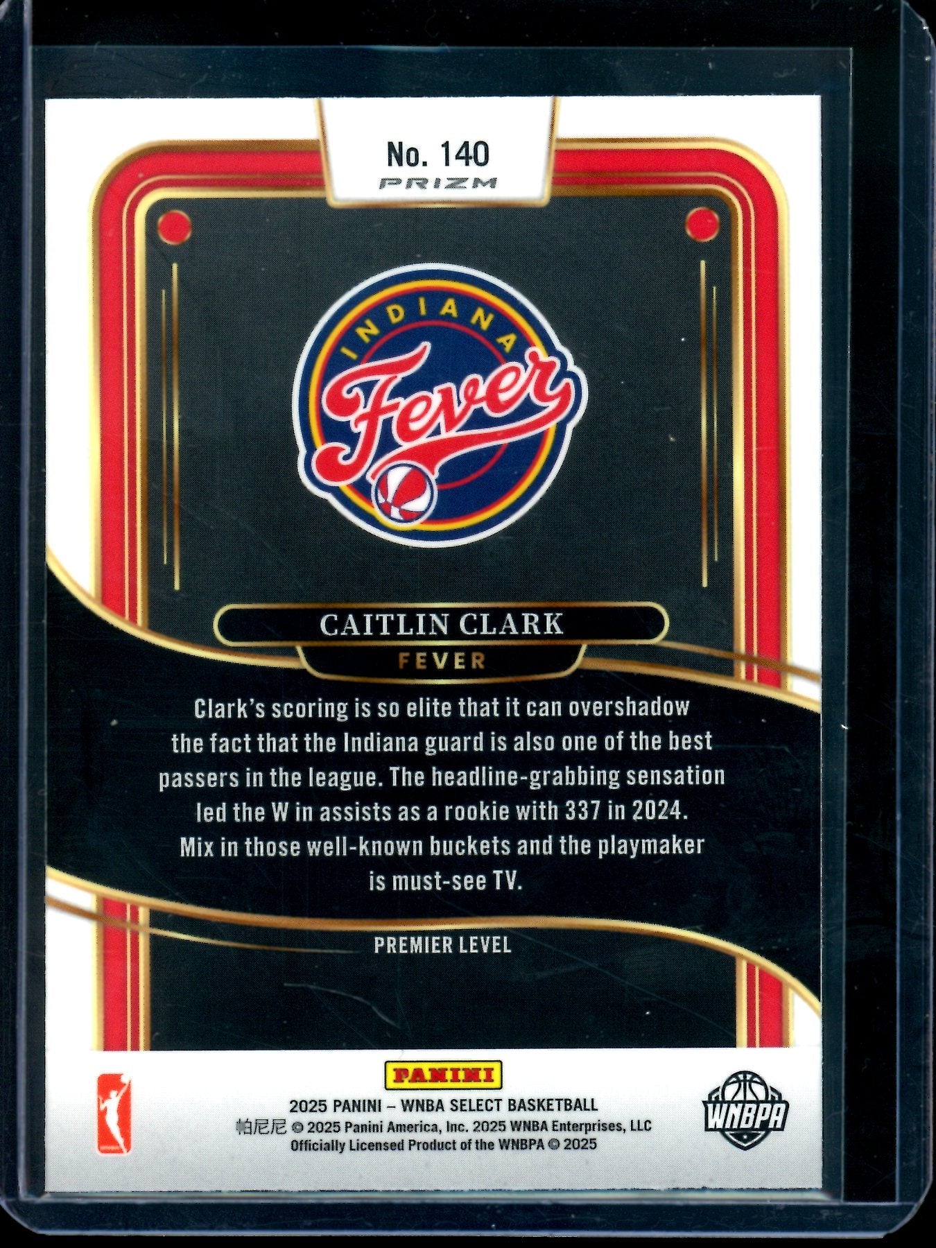 2025 Panini Select Caitlin Clark Pink Shock Premier Level Fever
