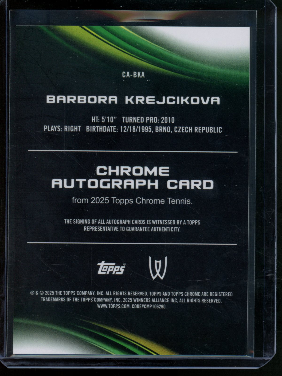 2025 Topps Chrome Barbora Krejcikova Geometric Autograph