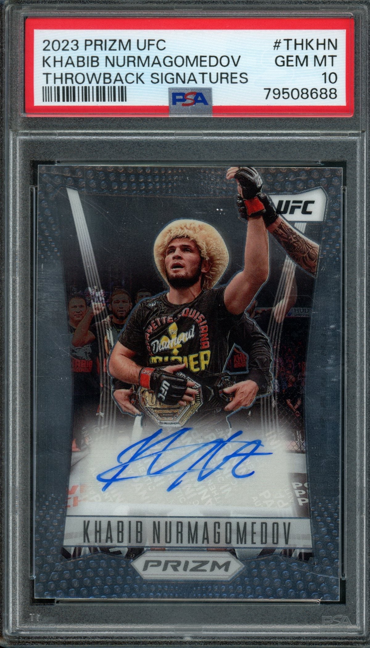 2023 Panini Prizm Khabib Nurmagomedov Throwback Signatures PSA 10