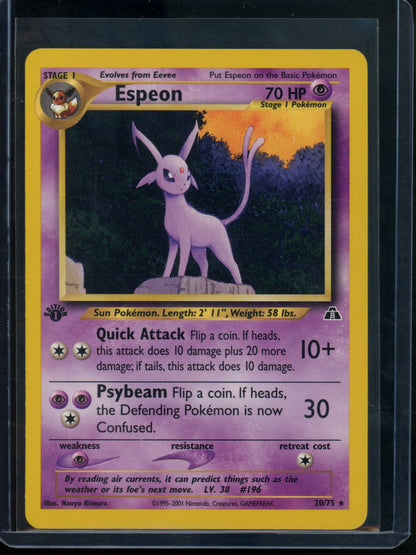 1999 Pokemon Fossil Espeon 1st Edition Fossil 20/75