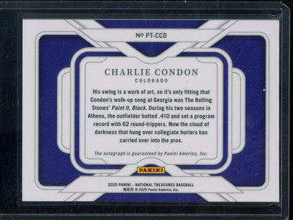 2025 Panini National Treasures Charlie Condon Personalized Treasures /75 Rockies