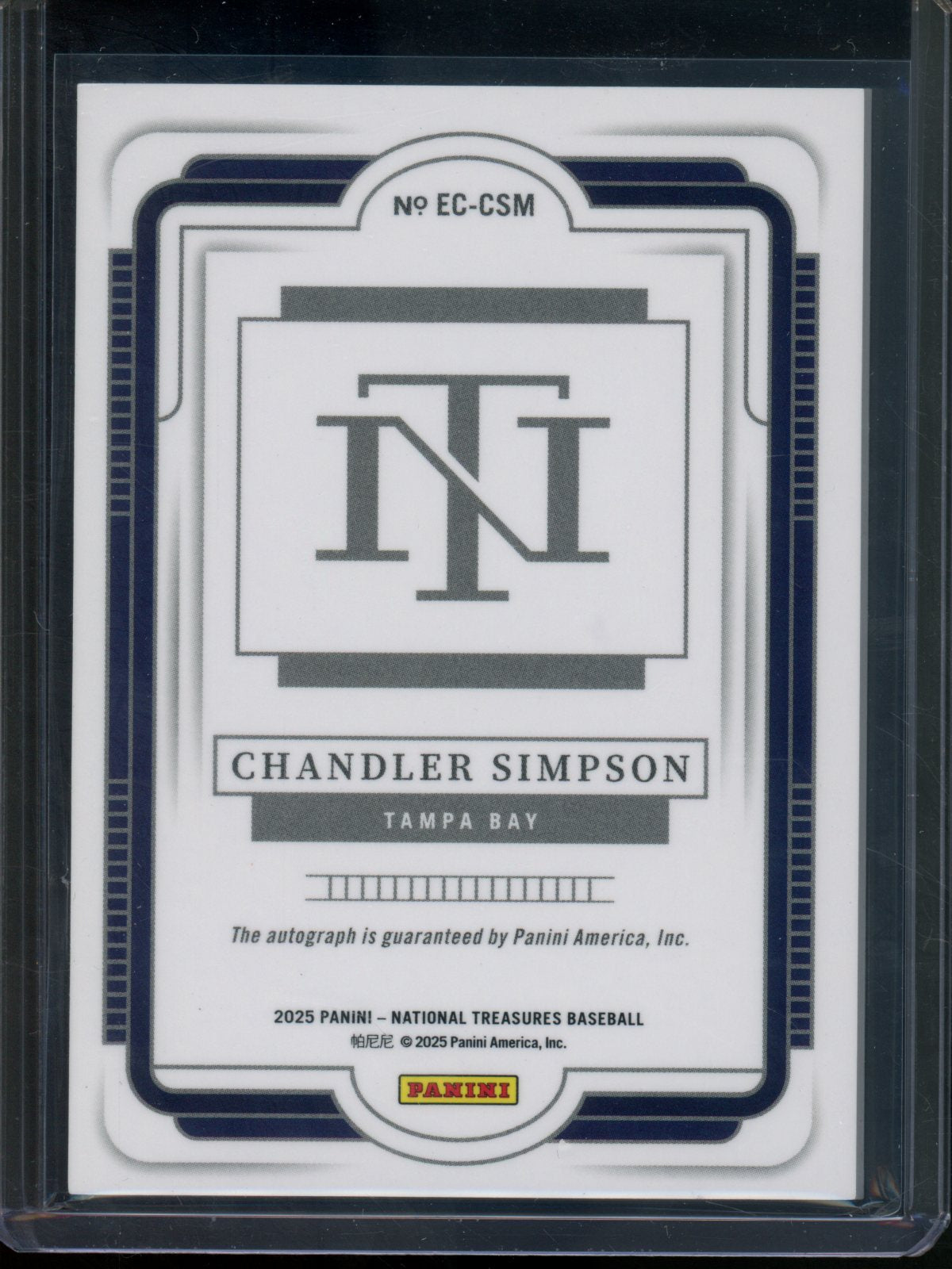 2025 Panini National Treasures Chandler Simpson Ecklar's Choice Autograph /49 Rays