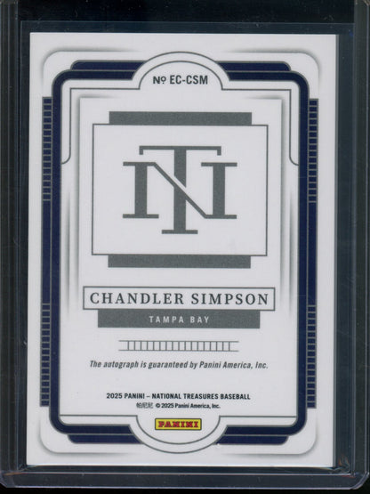 2025 Panini National Treasures Chandler Simpson Ecklar's Choice Autograph /49 Rays