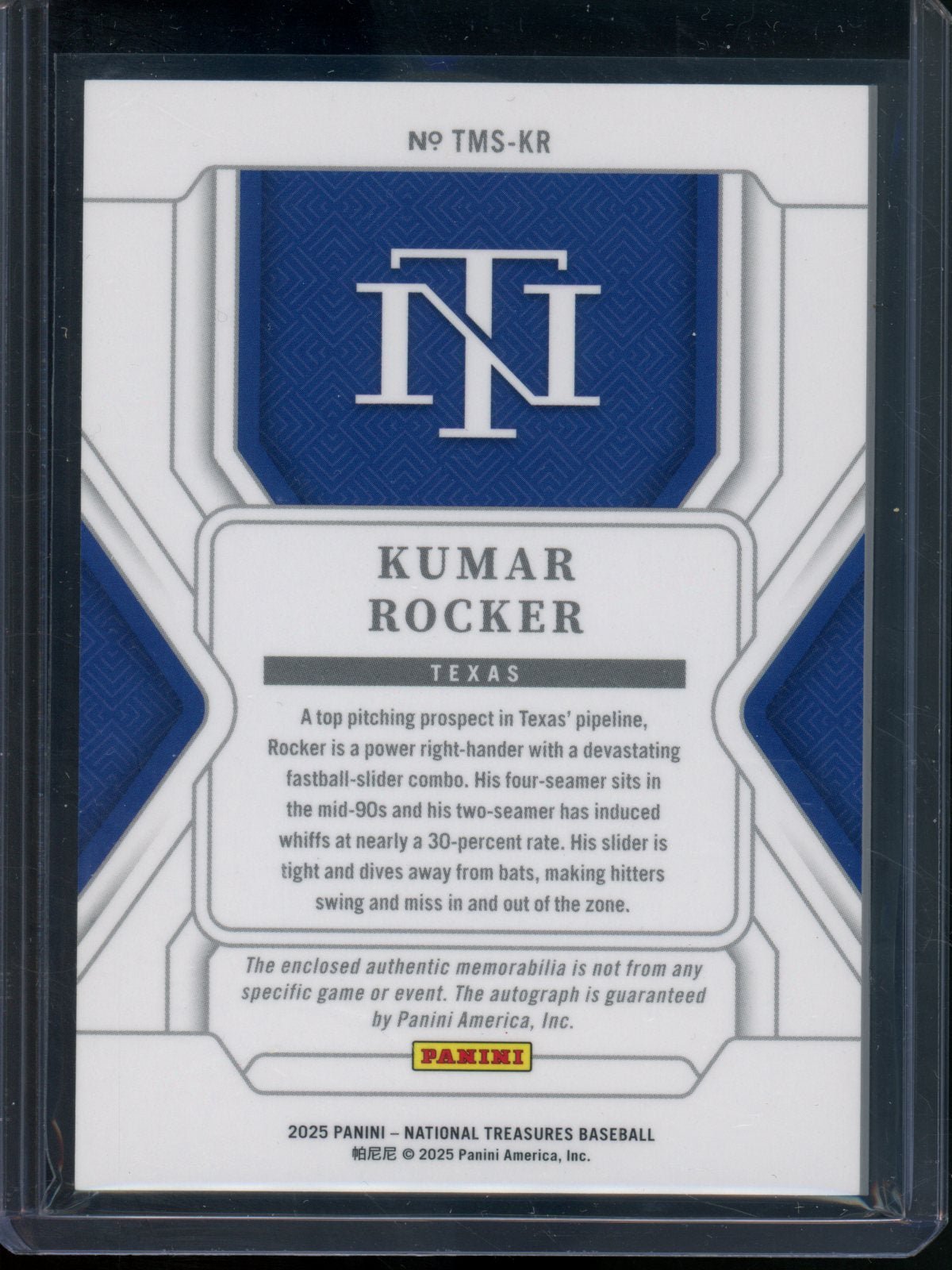2025 Panini National Treasures Kumar Rocker Rookie Patch Autograph /99 Rangers - Trading Card Market