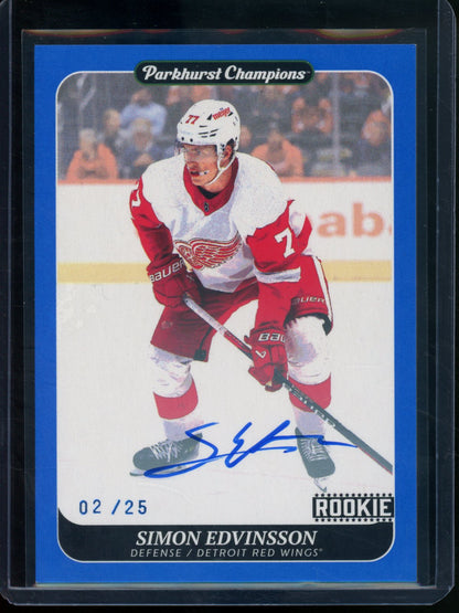 2024 Upper Deck Parkhurst Champions Simon Edvinsson Rookie Autograph /25 Redwings