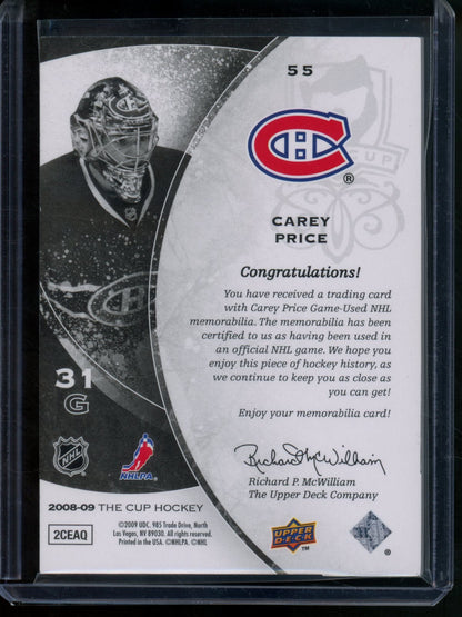 2009 Upper Deck The Cup Carey Price Relic /25 Canadiens - Trading Card Market