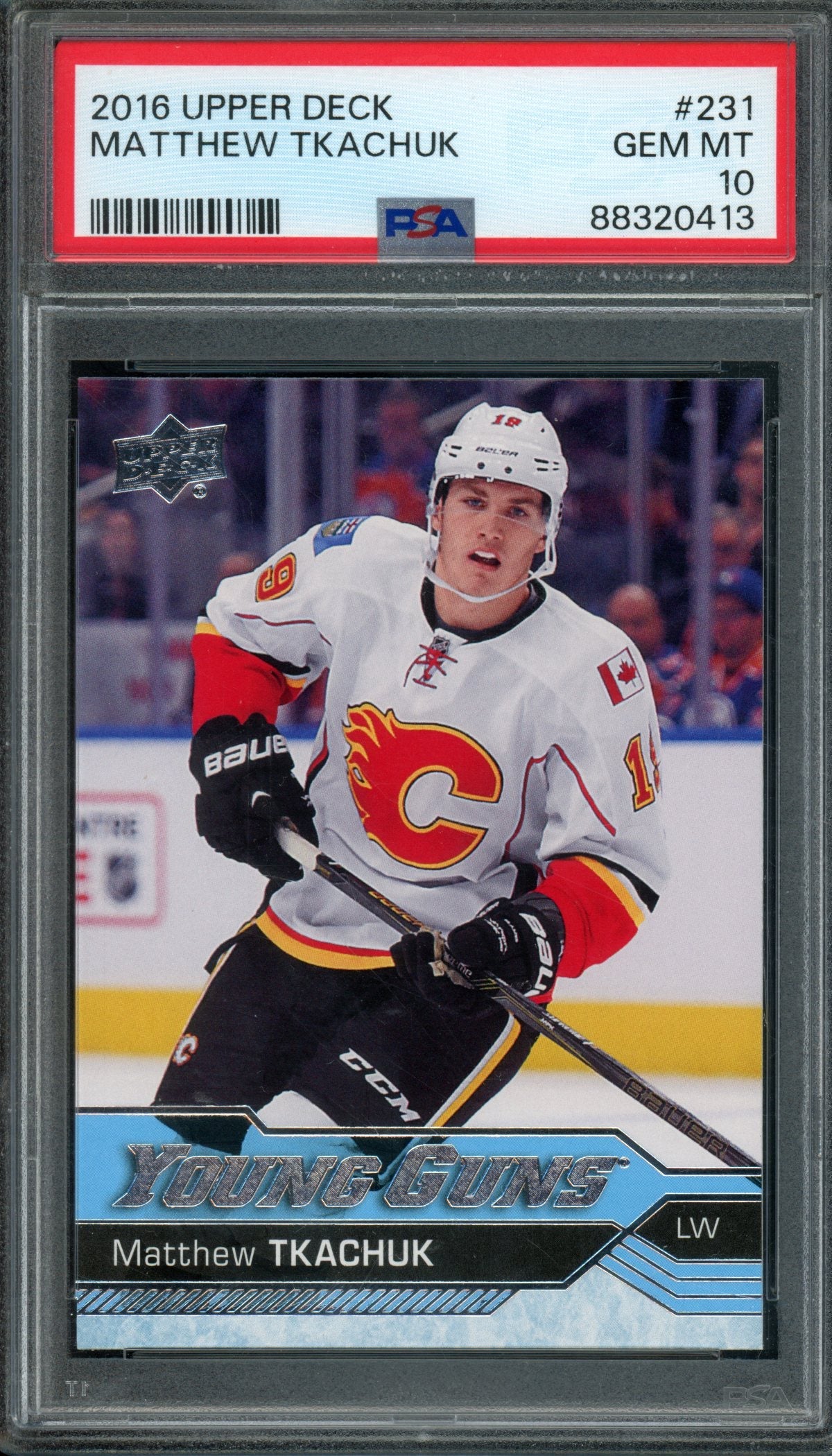 2016 Upper Deck Series One Matthew Tkachuk Young Guns PSA 10 Flames
