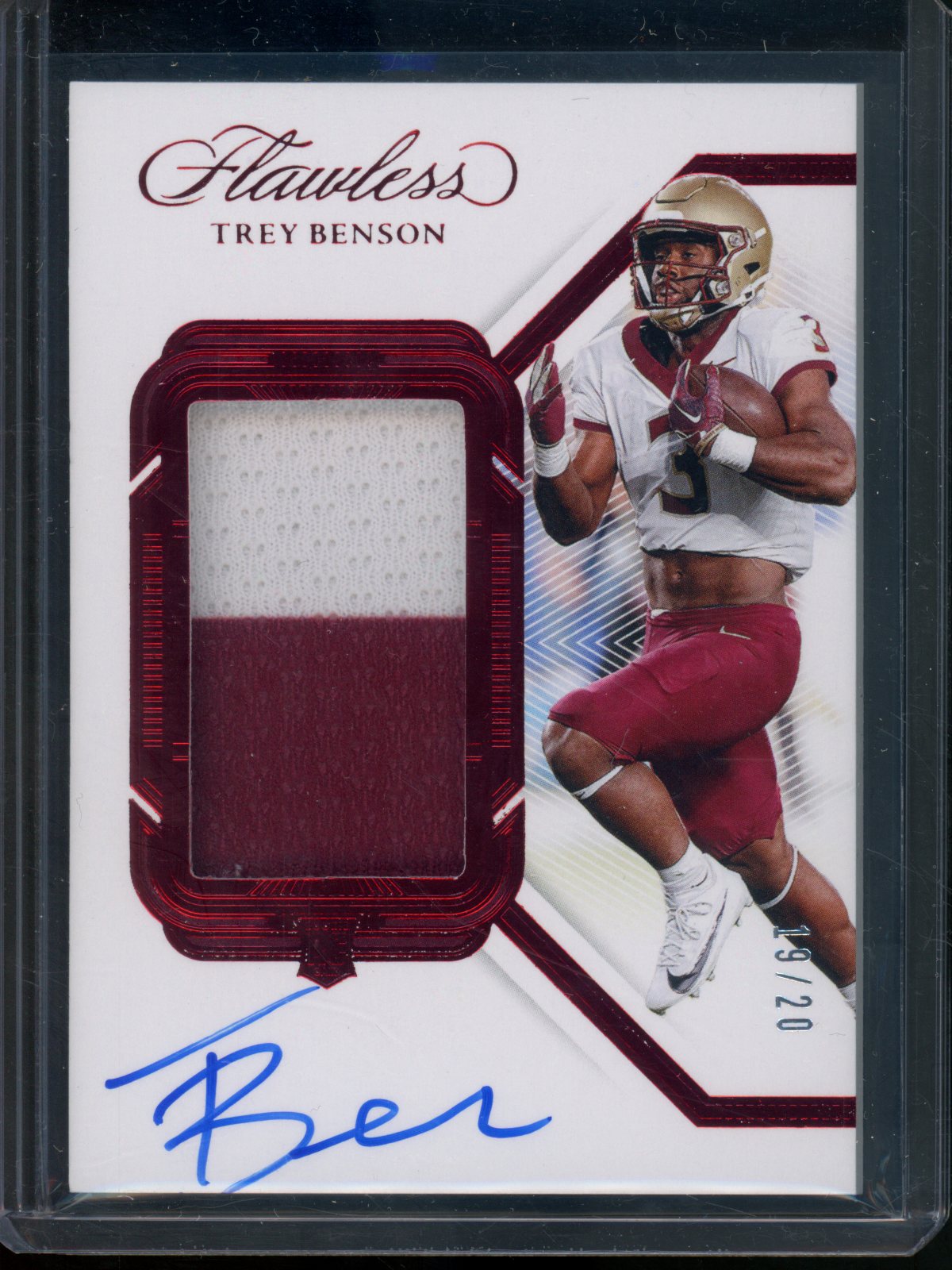 2024 Panini Flawless Trey Benson Rookie Patch Autograph /20 Cardinals