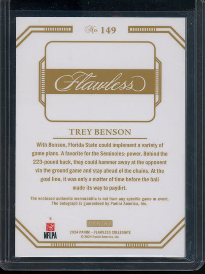 2024 Panini Flawless Trey Benson Rookie Patch Autograph /20 Cardinals