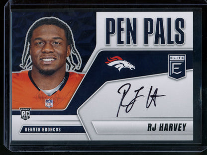 2025 Panini Elite RJ Harvey Pen Pals Rookie Autograph Broncos