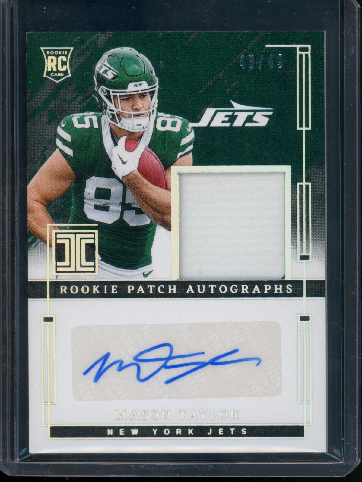 2025 Panini Impeccable Mason Taylor Rookie Patch Autograph /49 Jets