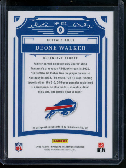 2025 Panini National Treasures Deone Walker Rookie Autograph /96 Bills