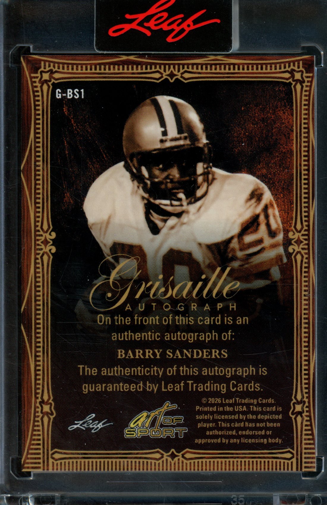 2026 Leaf Art of Sport Barry Sanders Autograph /7 - Trading Card Market