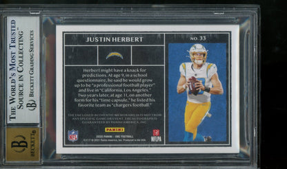 2020 Panini One Justin Herbert Dual Rookie Patch Autograph /99 BGS 9/10 Chargers - Trading Card Market