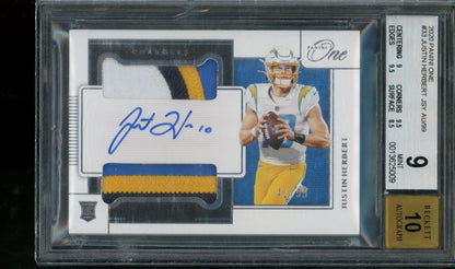 2020 Panini One Justin Herbert Dual Rookie Patch Autograph /99 BGS 9/10 Chargers - Trading Card Market