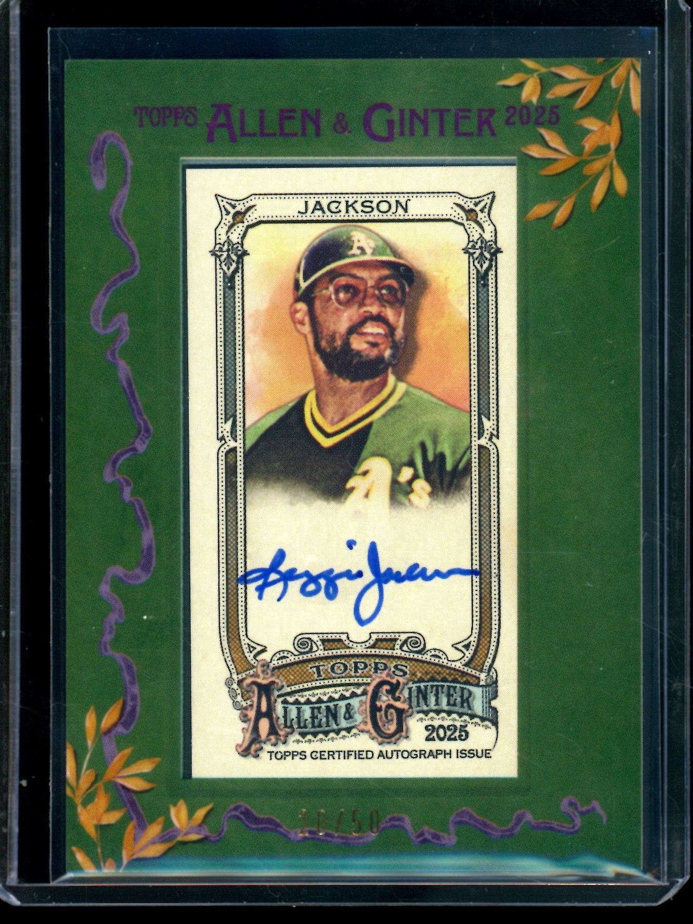 1997 Topps Allen and Ginter Reggie Jackson Green Border Autograph /50 Athletics