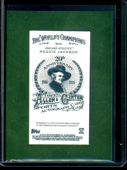 1997 Topps Allen and Ginter Reggie Jackson Green Border Autograph /50 Athletics