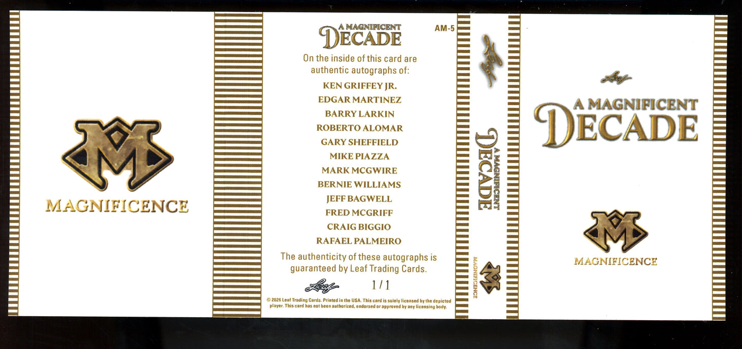 2023 Leaf Magnificent Griffey / Sheffield / Piazza / McGwire / Bagwell / Biggio 12-Auto Booklet 1/1