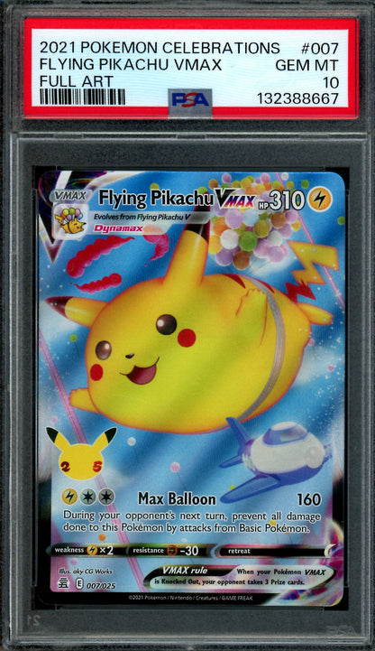 2021 Pokemon Celebrations Flying Pikachu VMAX 007/025 PSA 10