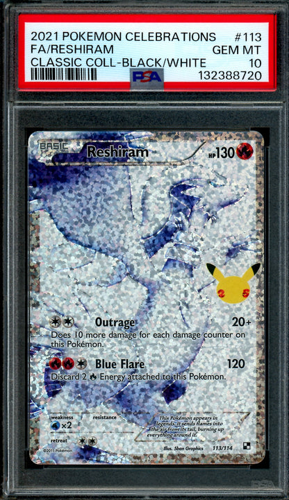 2021 Pokemon Celebrations Reshiram 113/114 PSA 10