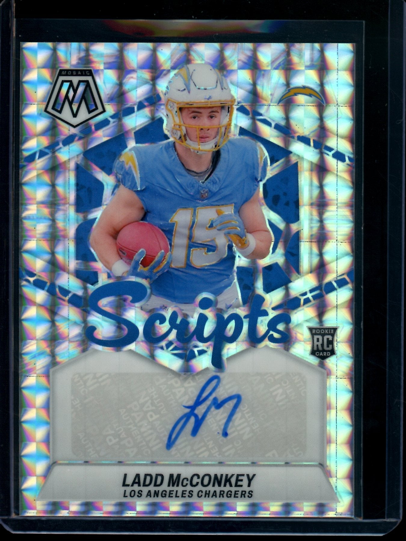 2024 Panini Mosaic Ladd McConkey Scripts Rookie Auto Mosaic