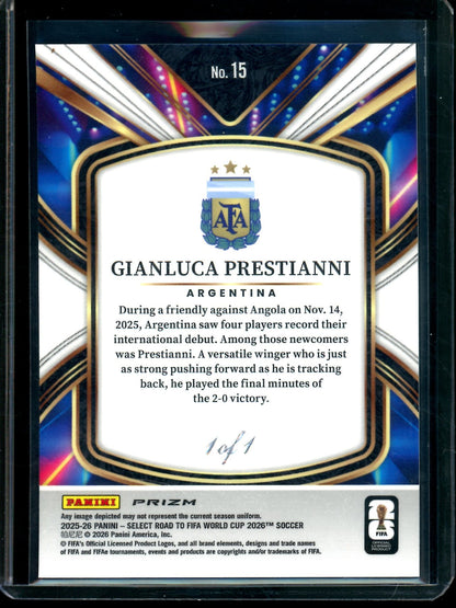 2026 Panini Select Gianluca Prestianni Future 1/1 Argentina - Trading Card Market