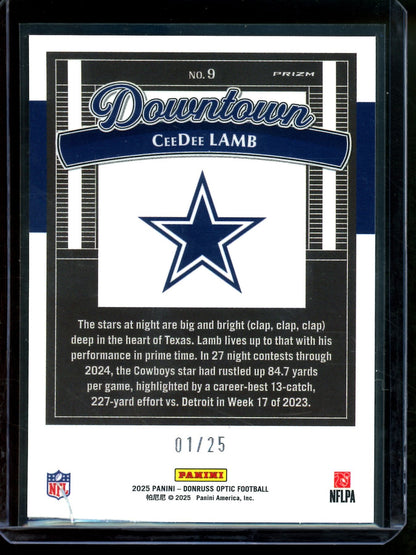 2025 Panini Optic CeeDee Lamb Black Pandora Downtown /25 (Damaged) Cowboys - Trading Card Market