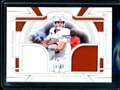 2025 Panini National Treasures Quinn Ewers Saturday Treasures Dual Rookie Relic /25 Longhorns