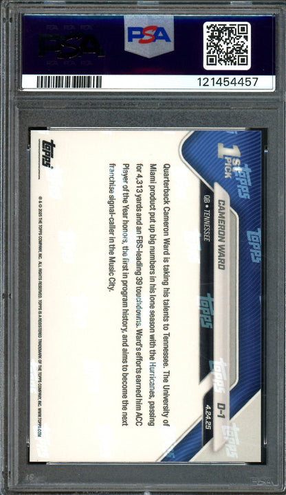 2025 Topps Now Cam Ward 1st Draft Pick Rookie PSA 10 Titans