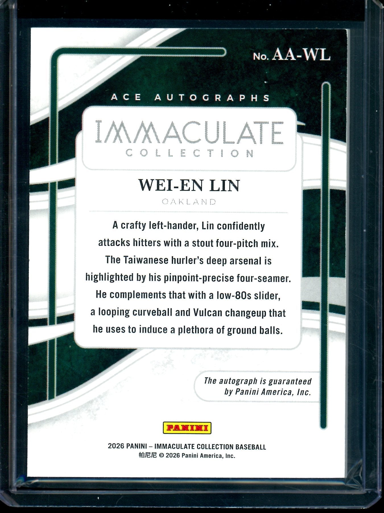 2026 Panini Immaculate Wei-En Lin Ace Autographs /99 Athletics - Trading Card Market