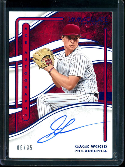2026 Panini Immaculate Gage Wood Ace Autographs /35 Phillies