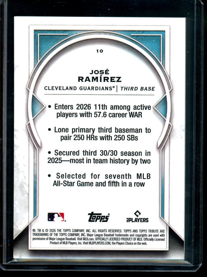 2026 Topps Tribute Jose Ramirez Gold Refractor /50 Guardians - Trading Card Market