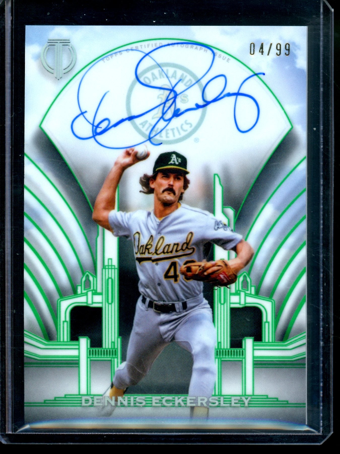 2026 Topps Tribute Dennis Eckersley Crest Calligraphy Autograph Green /99 Athletics