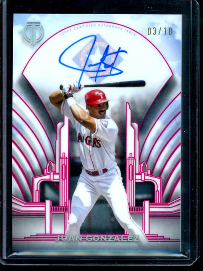 2026 Topps Tribute Juan Gonzalez Crest Calligraphy Autograph /10 Rangers