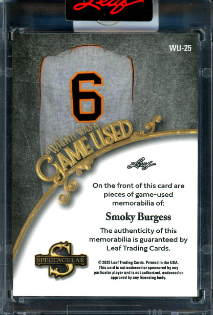 2025 Leaf Spectacular Smoky Burgess When it Was a Game Used /20 - Trading Card Market
