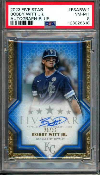 2023 Topps Five Star Bobby Witt Jr Autograph Blue /25 PSA 8 Royals