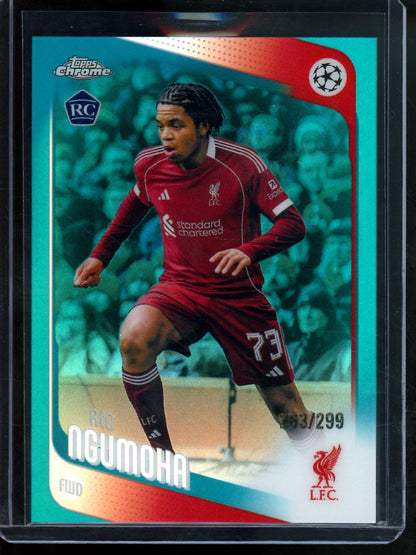 2026 Topps Chrome Rio Ngumoha Aqua Refractor Rookie /299 Liverpool
