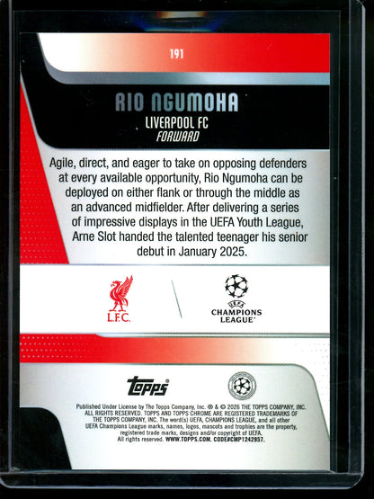 2026 Topps Chrome Rio Ngumoha Aqua Refractor Rookie /299 Liverpool