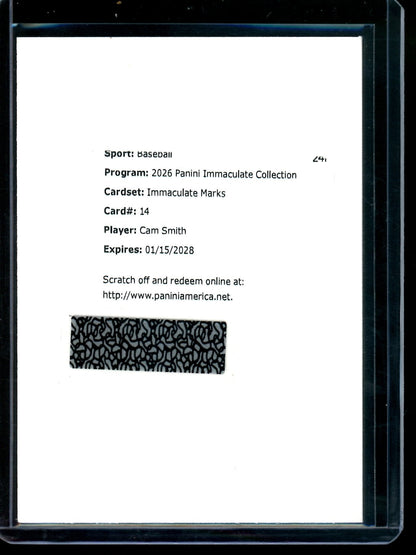 2025 Panini Immaculate Cam Smith Immaculate Marks Redemption Astros