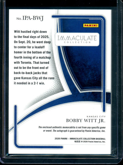 2026 Panini Immaculate Bobby Witt Jr Patch Autograph Red /49 Royals