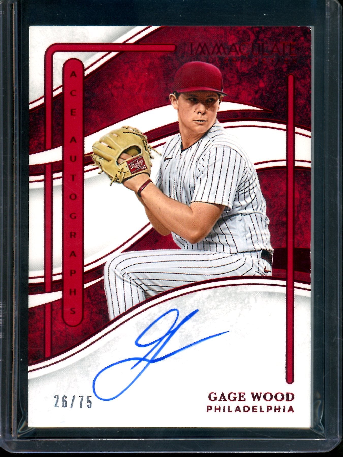 2026 Panini Immaculate Gage Wood Ace Autographs Red /75 Phillies