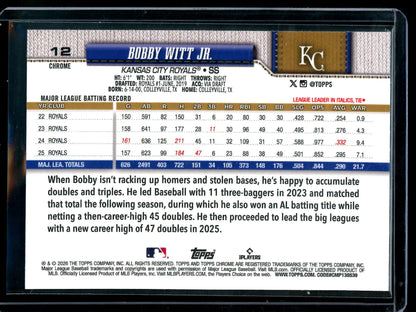 2026 Topps Chrome Bobby Witt Jr Green Raywave Refractor /99 Royals