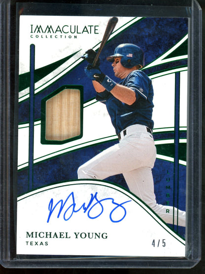 2026 Panini Immaculate Michael Young Lumber Relic Autograph Green /5 Rangers