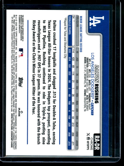 2025 Topps Chrome Dalton Rushing Aqua Wave Refractor Autograph /199 Dodgers